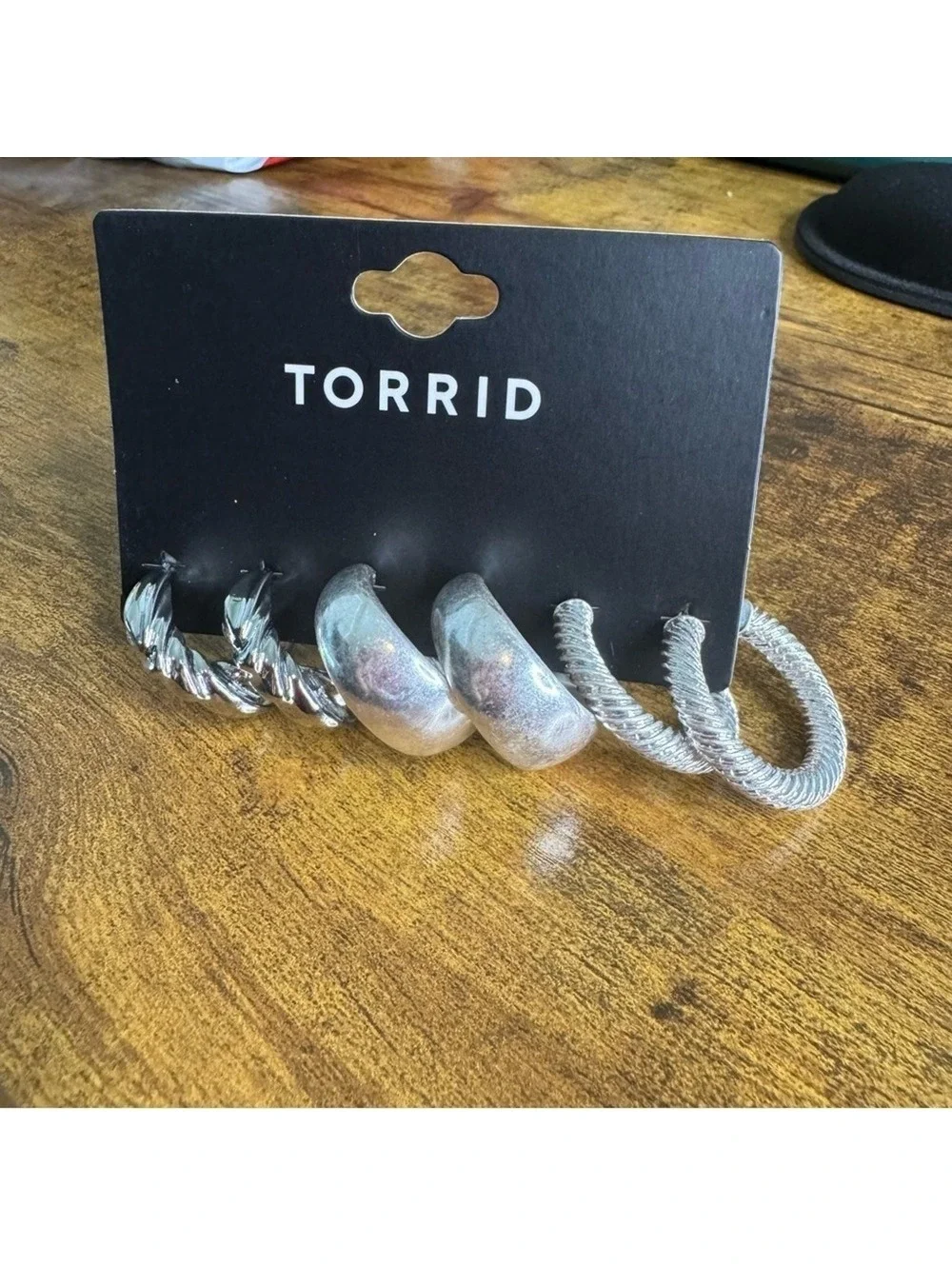 Torrid Silver Hoop Earrings 3 Pair Twisted Ribbed Smooth NEW